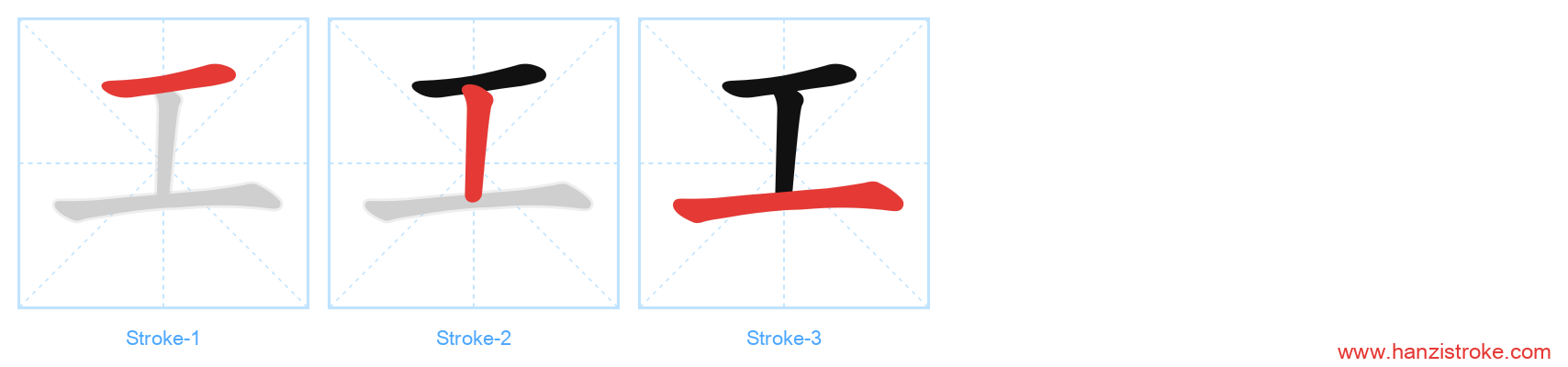 工 stroke order diagram