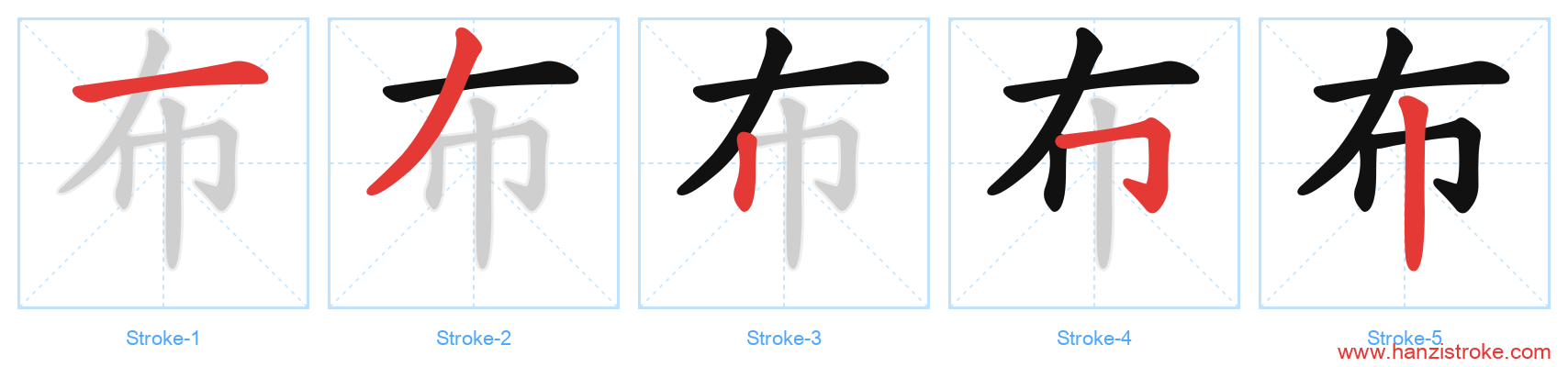 布 stroke order diagram
