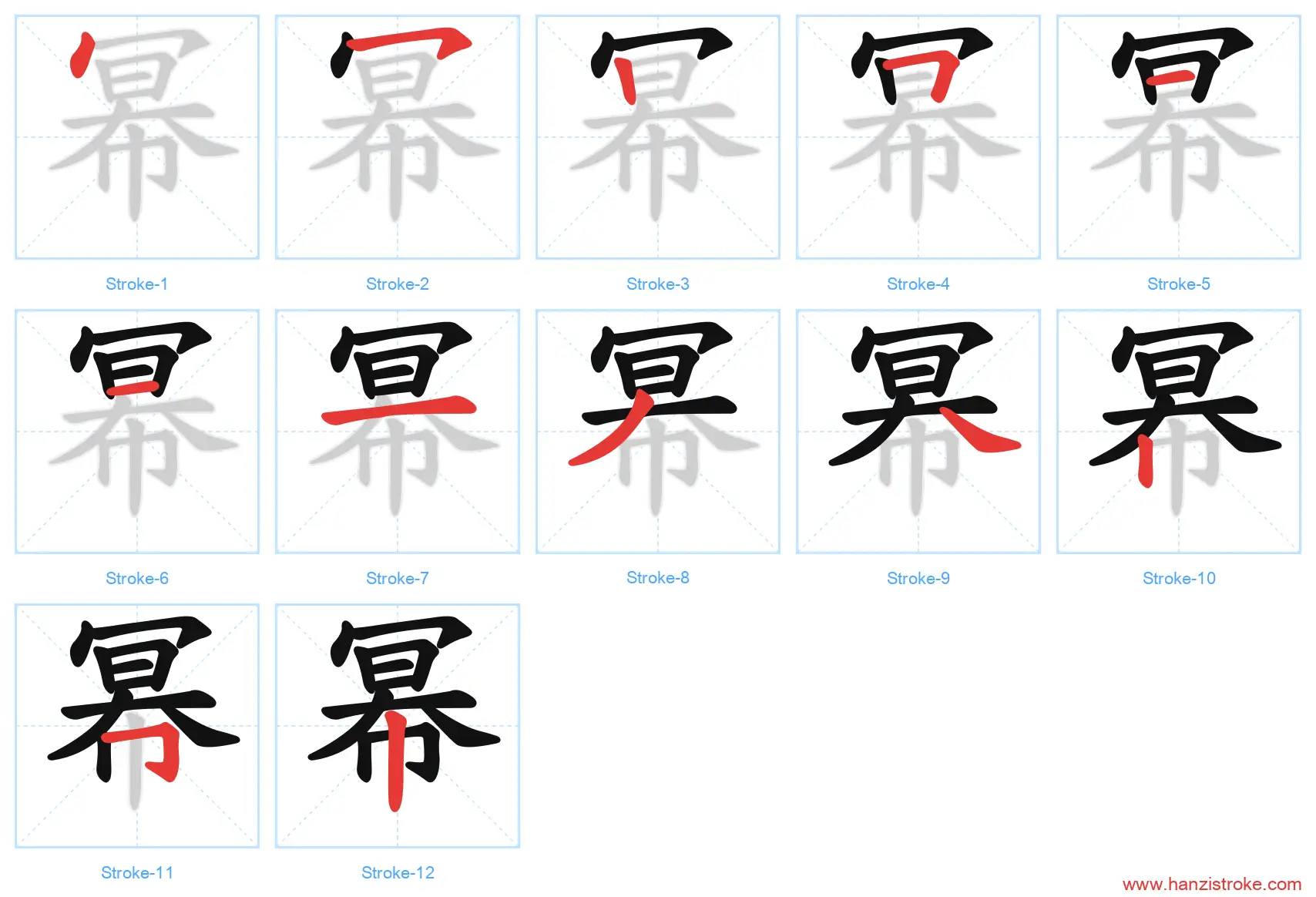 幂 stroke order diagram