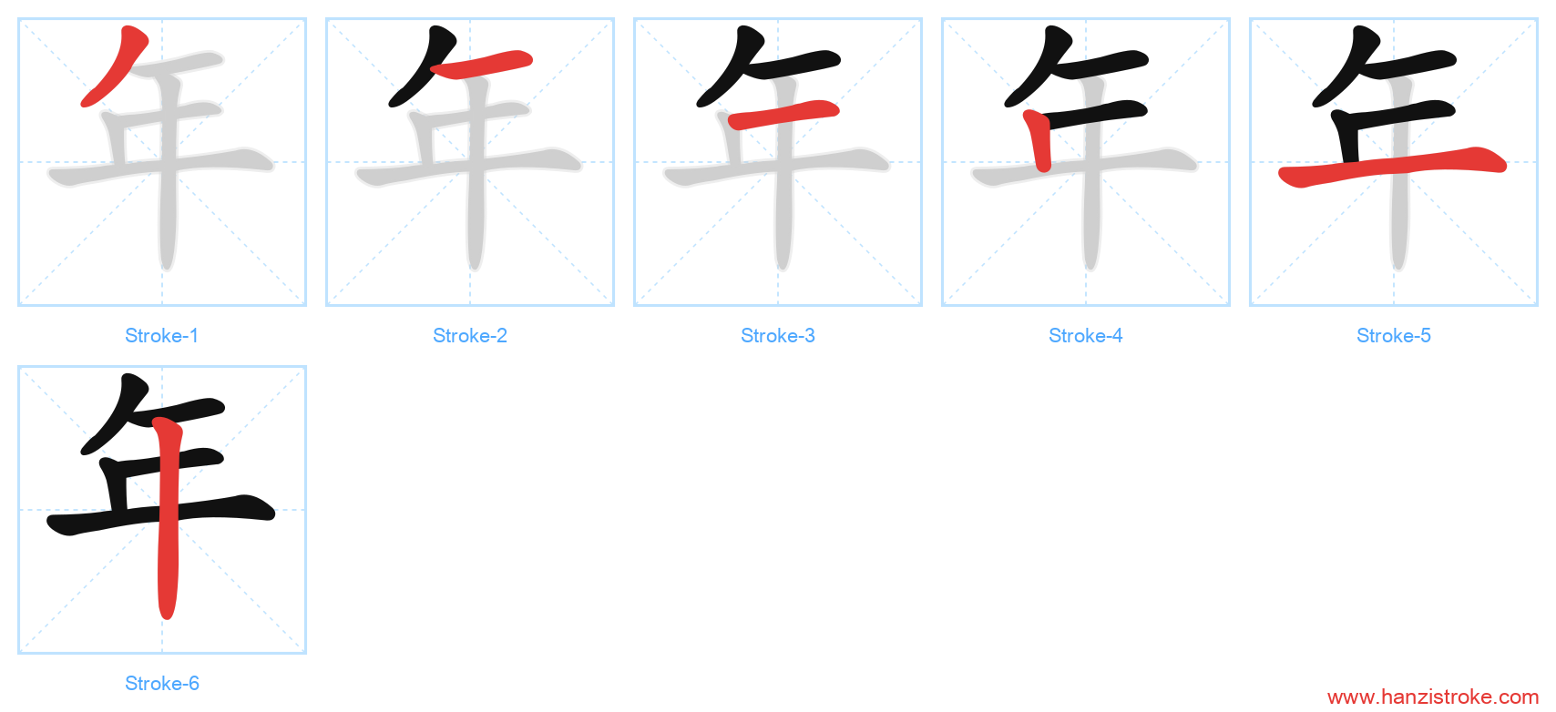 年 stroke order diagram