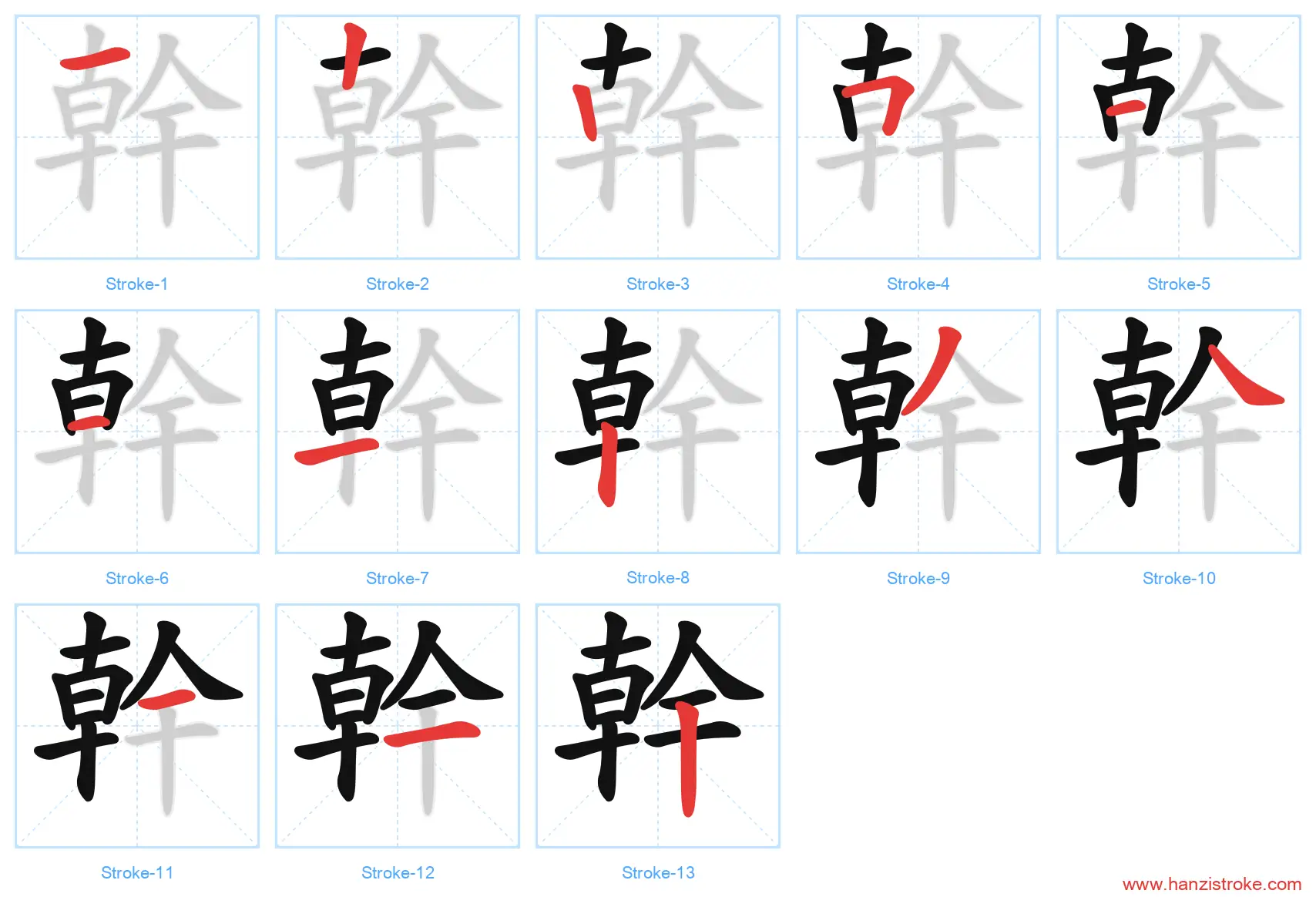 幹 traditional stroke order diagram
