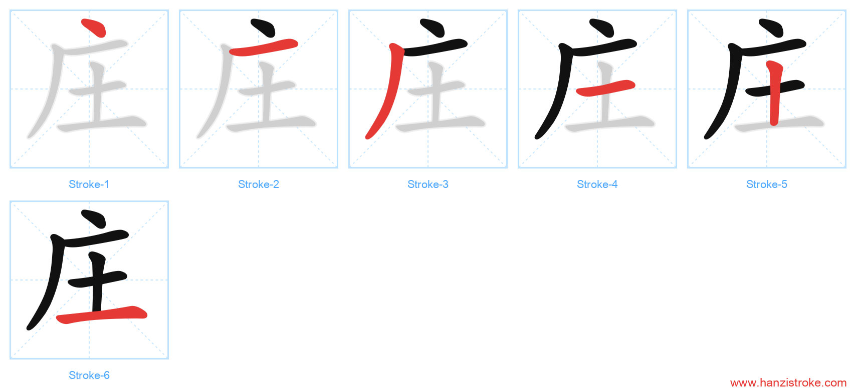 庄 stroke order diagram