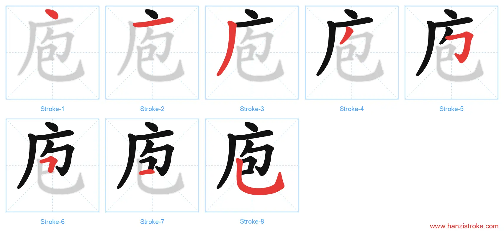 庖 stroke order diagram