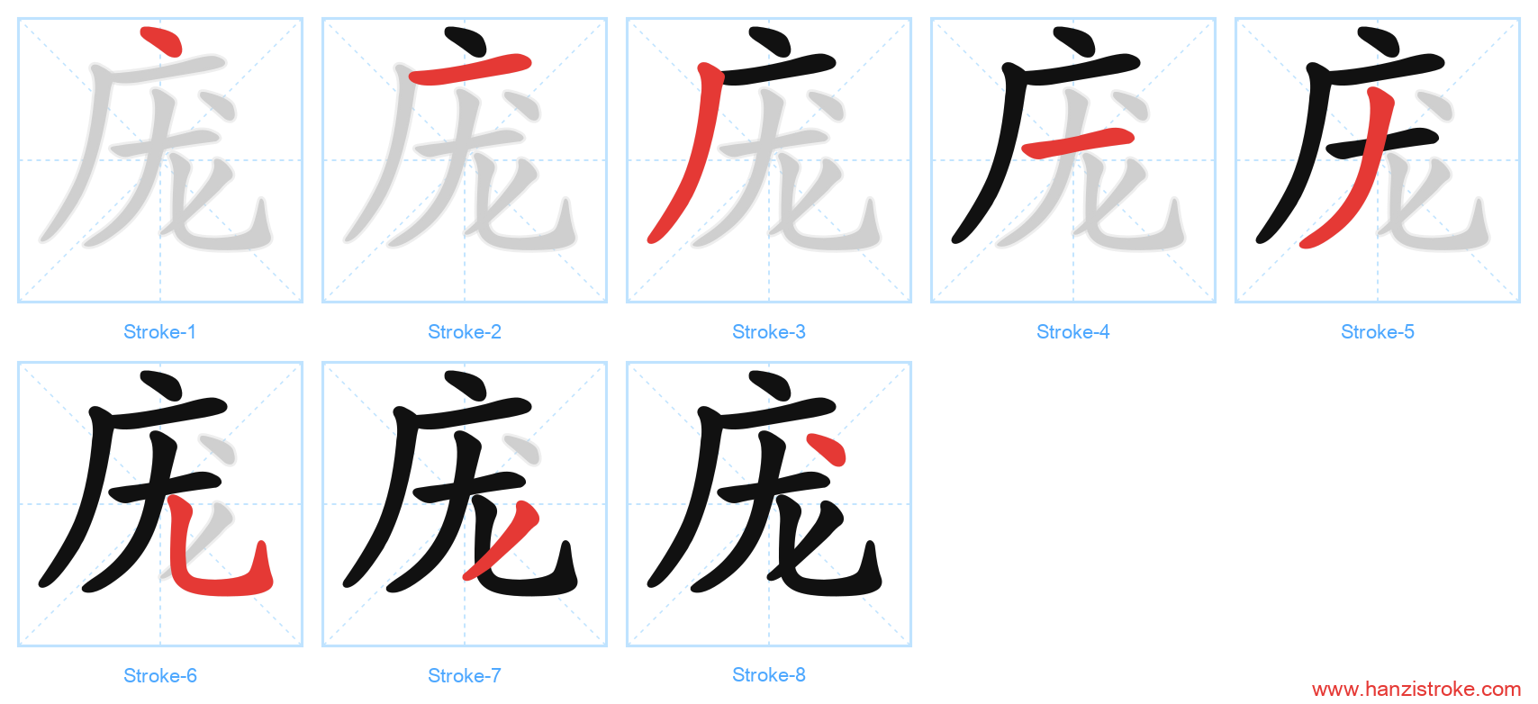 庞 stroke order diagram