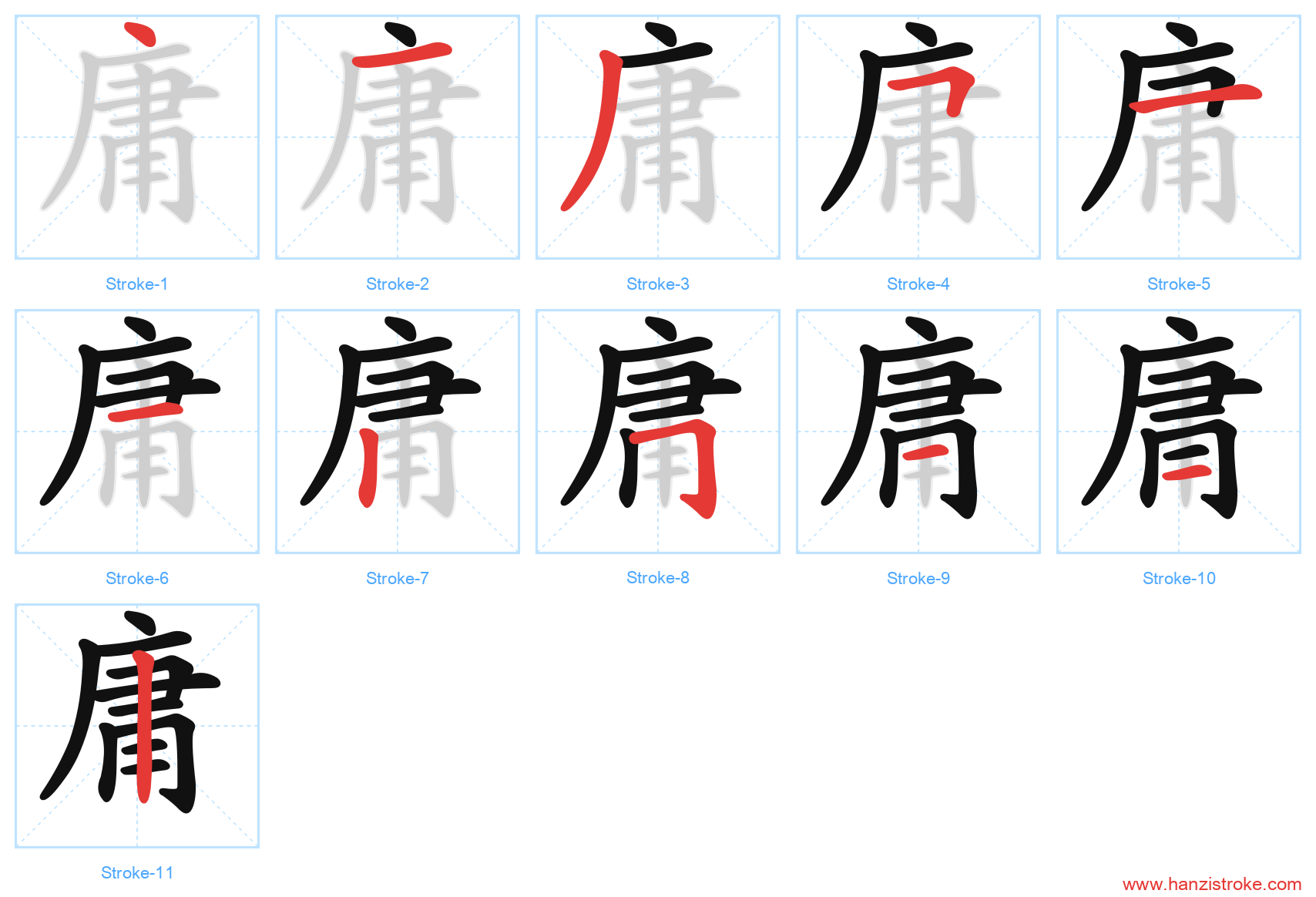 庸 stroke order diagram