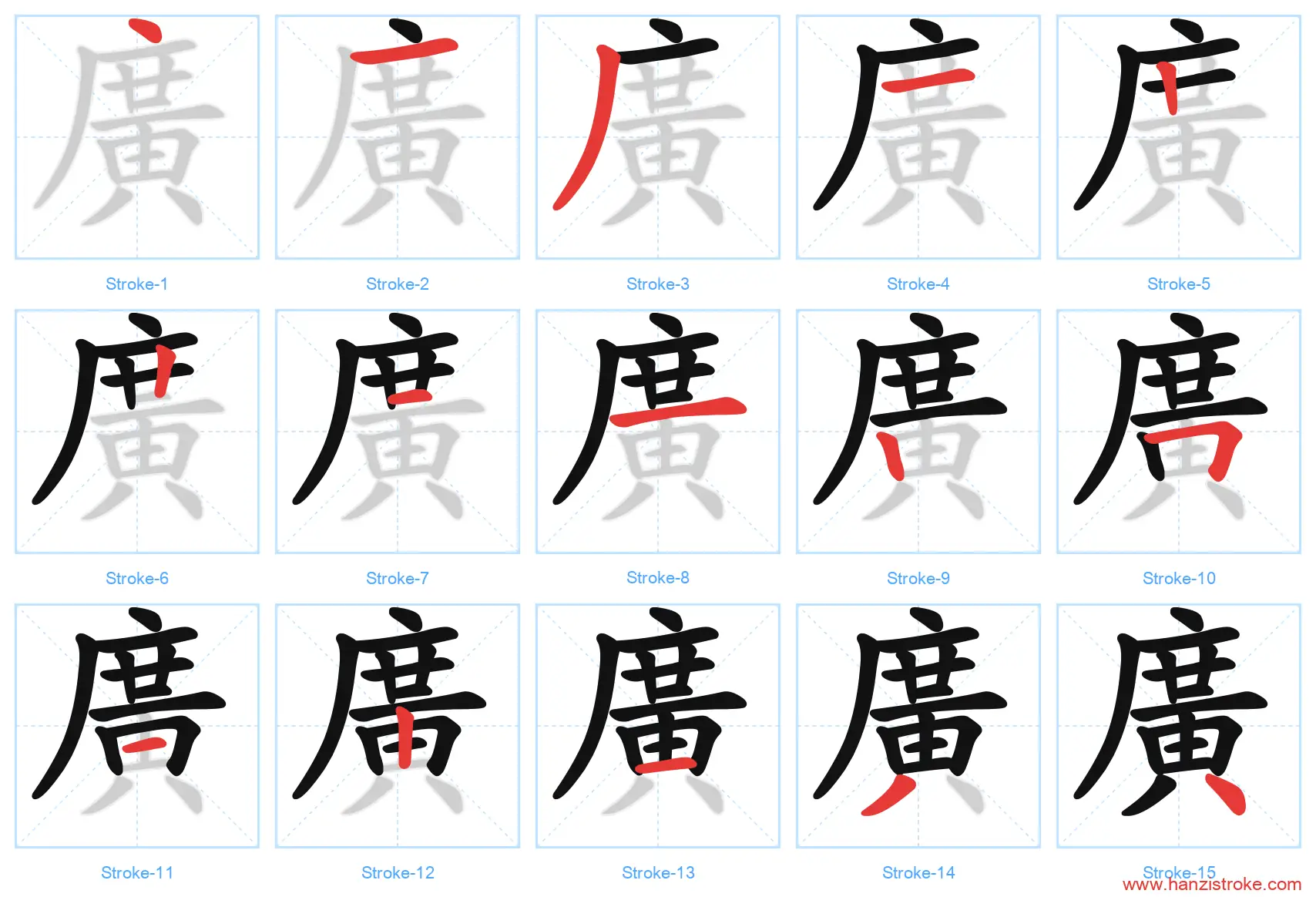 廣 traditional stroke order diagram
