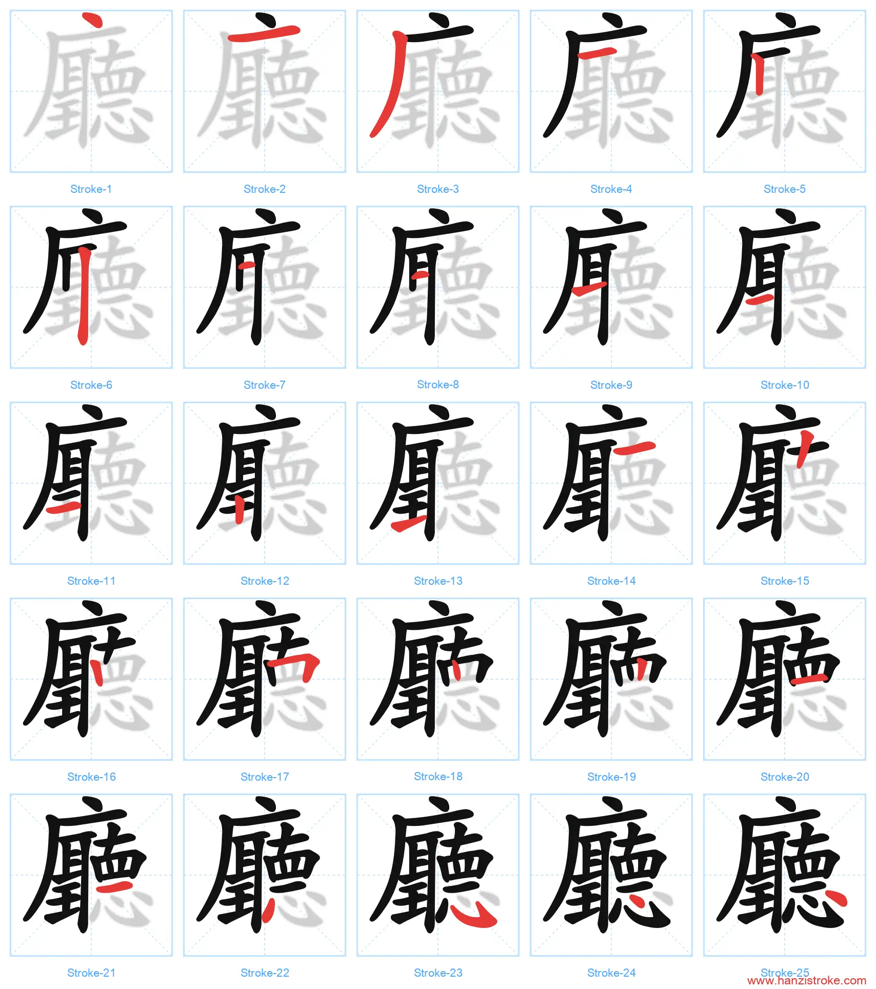廳 traditional stroke order diagram