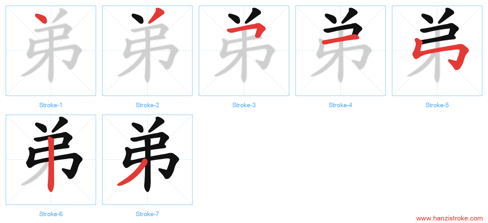弟 stroke order diagram