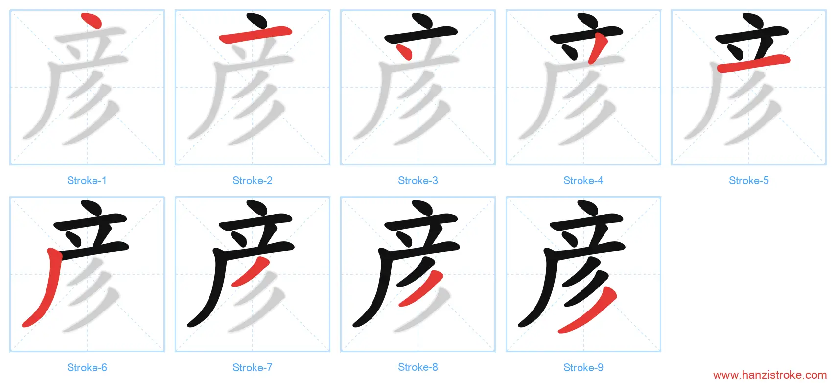 彦 stroke order diagram