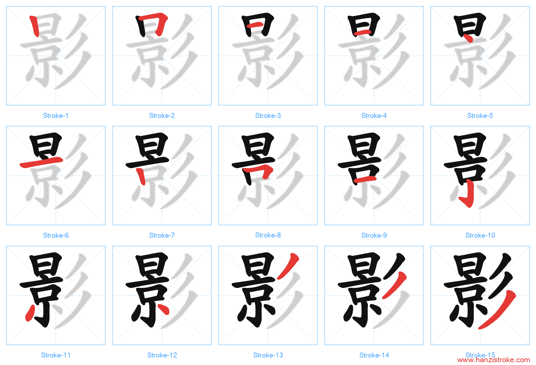 影 stroke order diagram