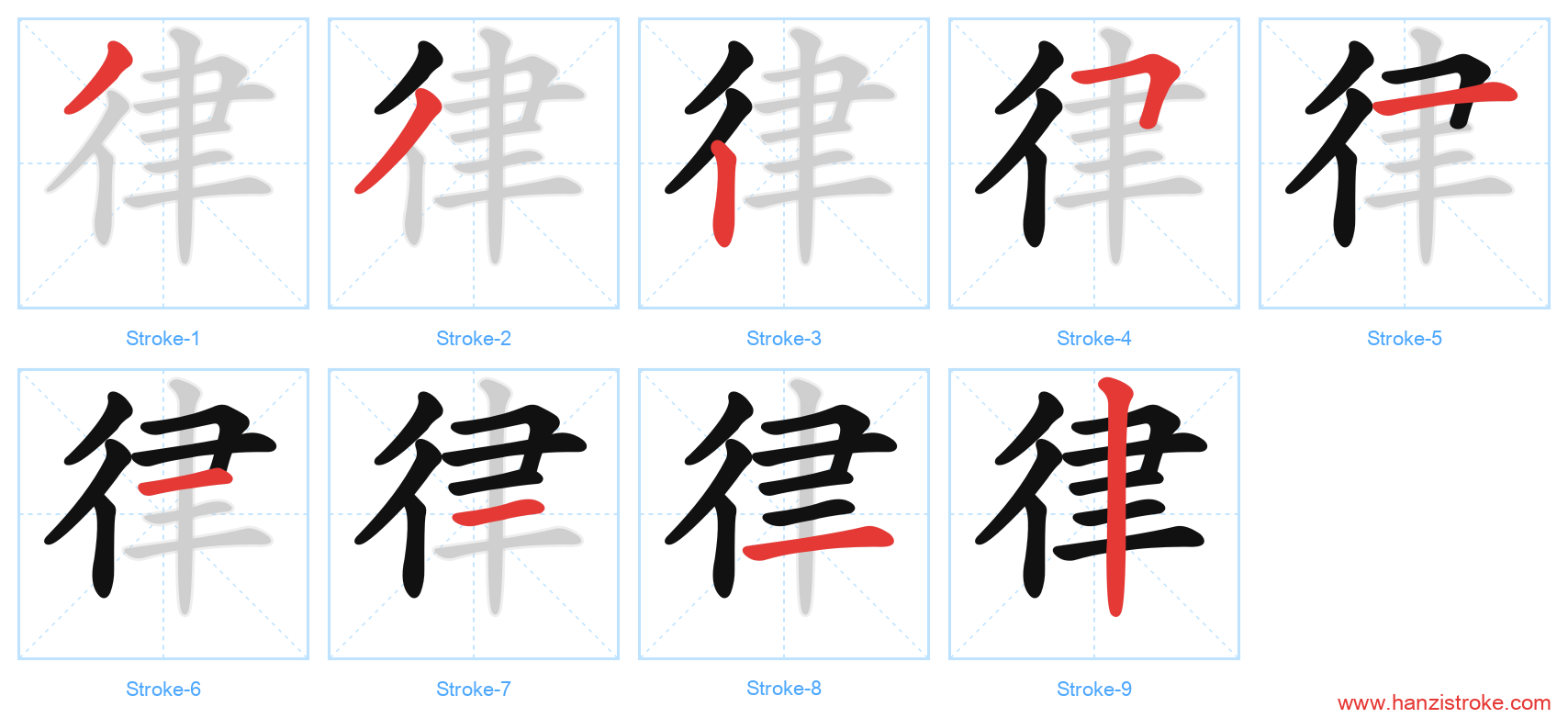 律 stroke order diagram