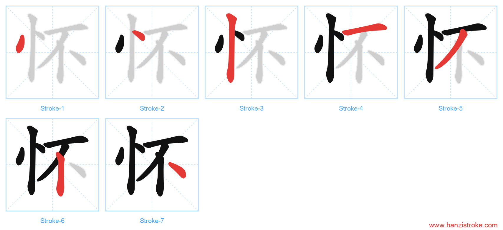 怀 stroke order diagram