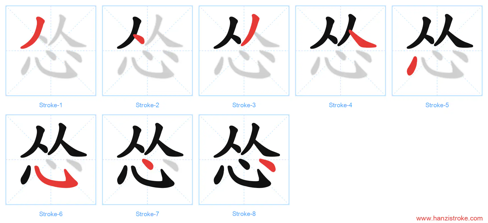 怂 stroke order diagram