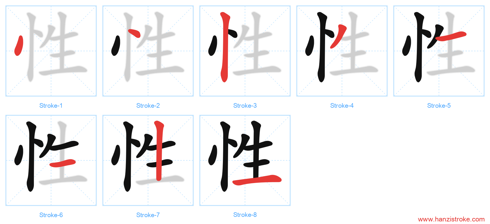 性 stroke order diagram