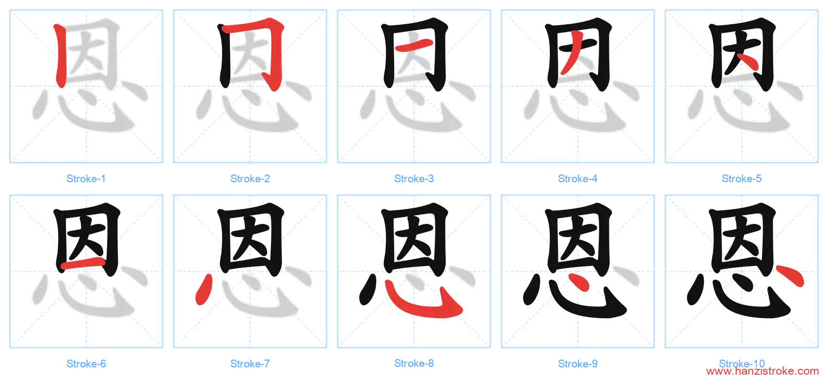 恩 stroke order diagram