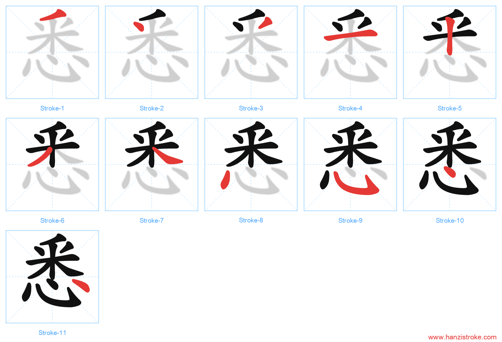 悉 stroke order diagram