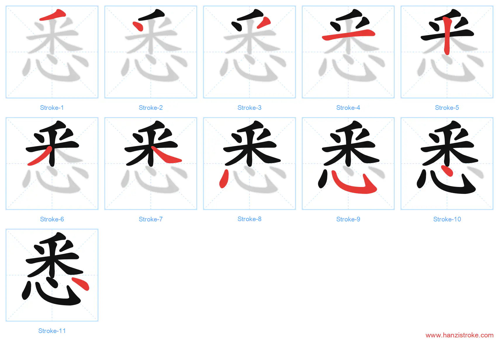 悉 stroke order diagram