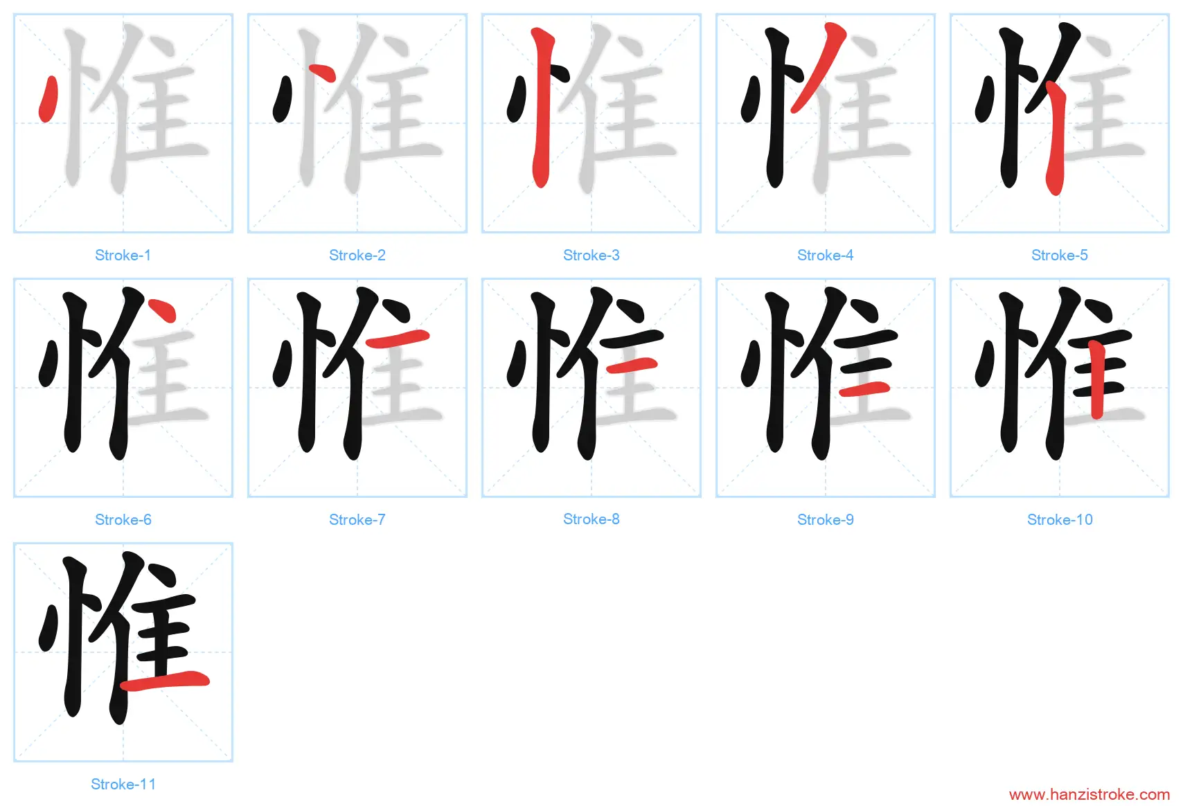 惟 stroke order diagram