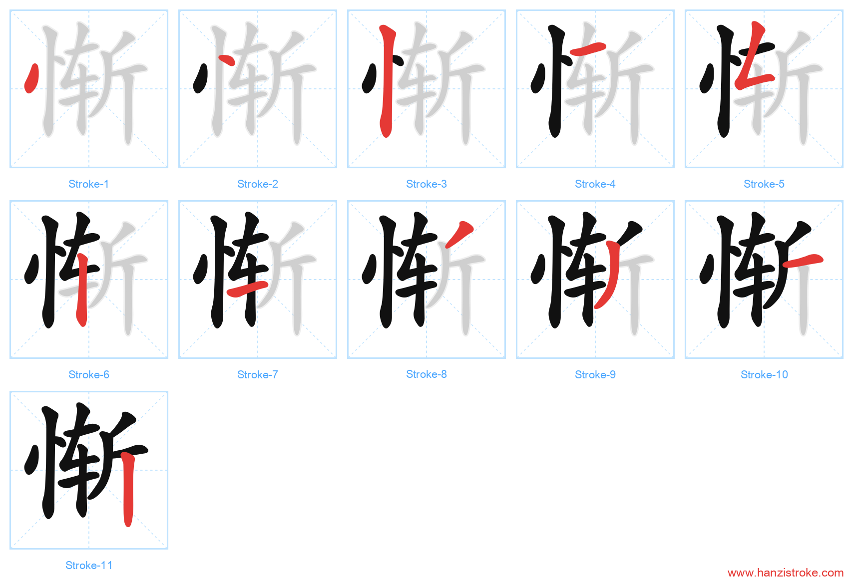 惭 stroke order diagram