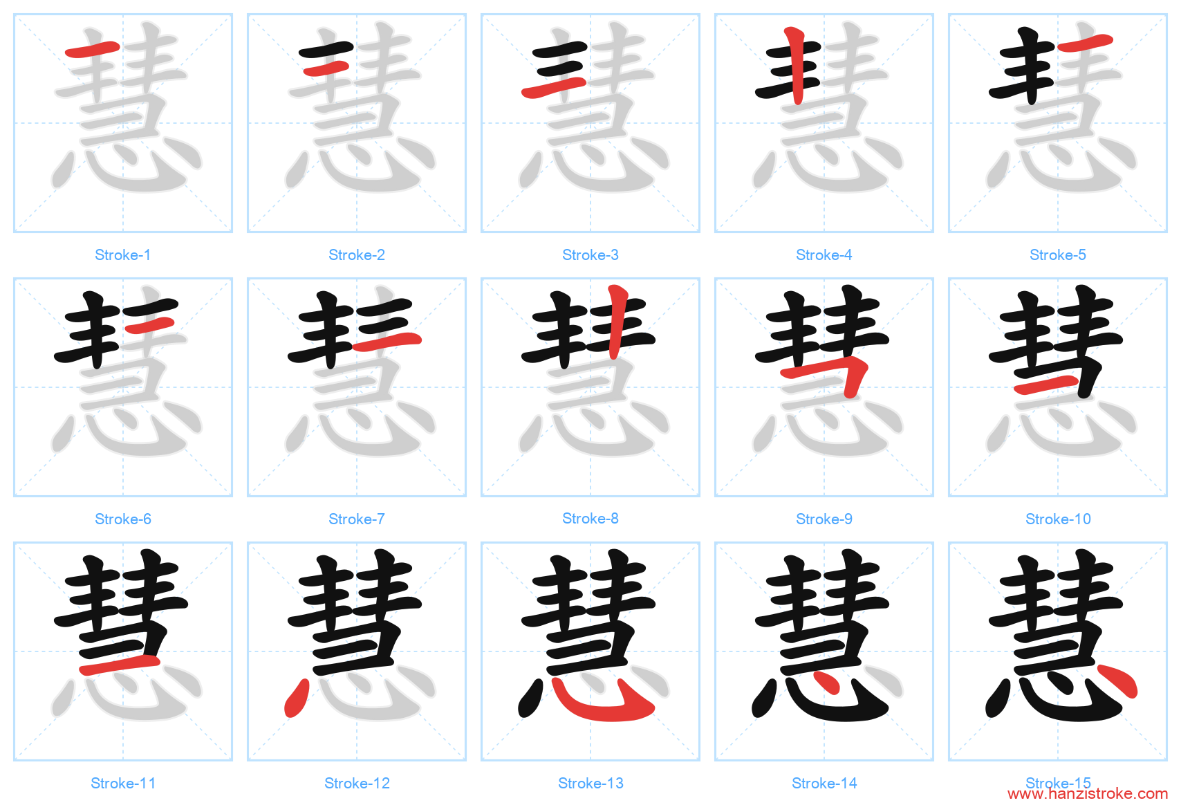 慧 stroke order diagram
