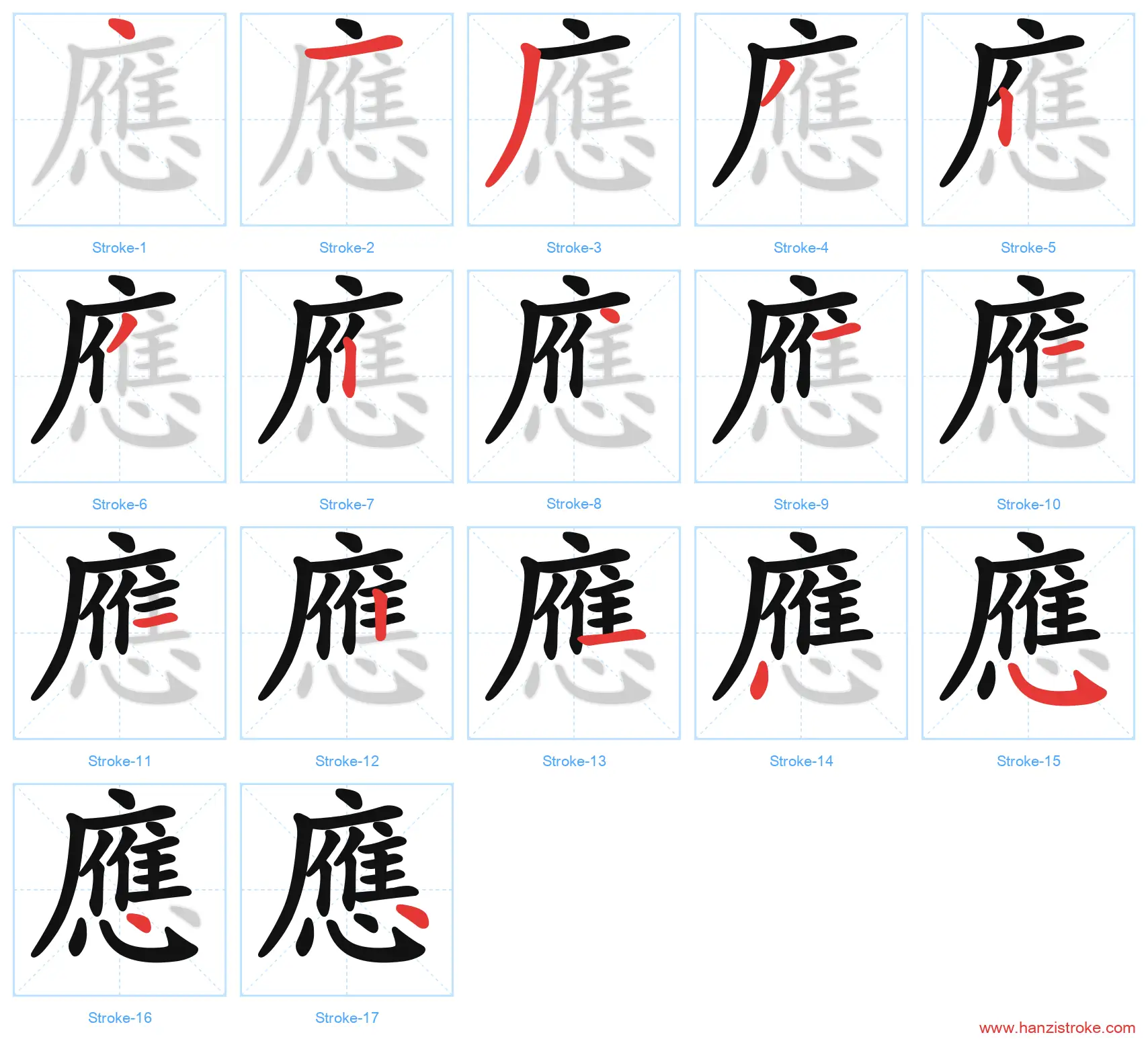 應 traditional stroke order diagram