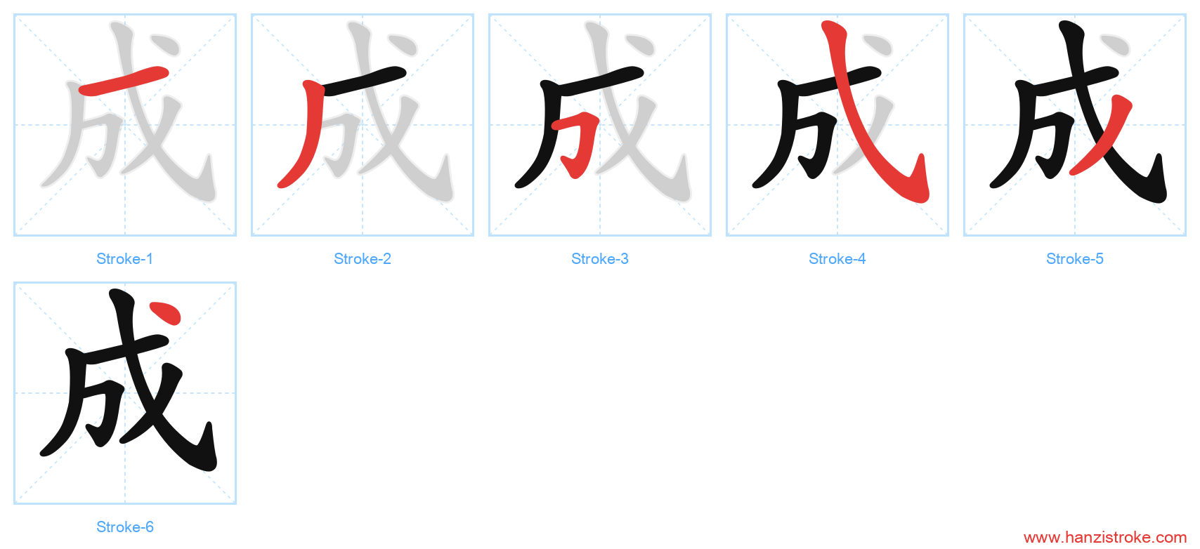 成 stroke order diagram