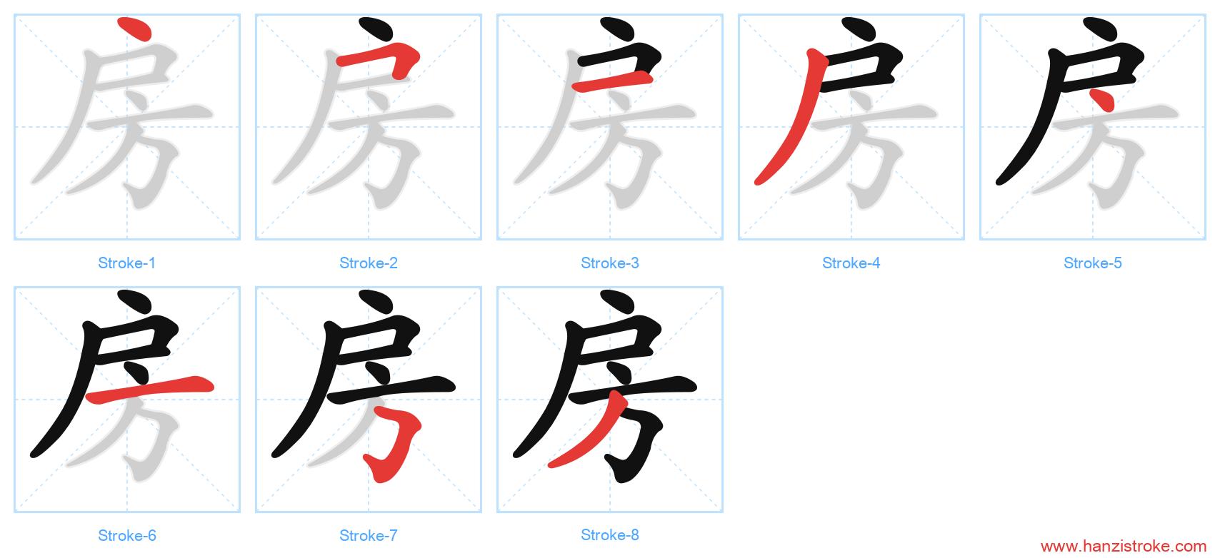 房 stroke order diagram
