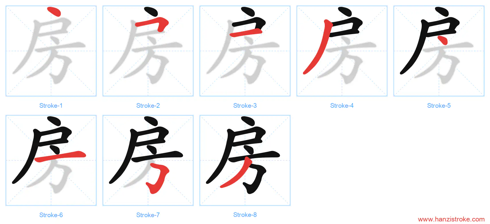 房 stroke order diagram