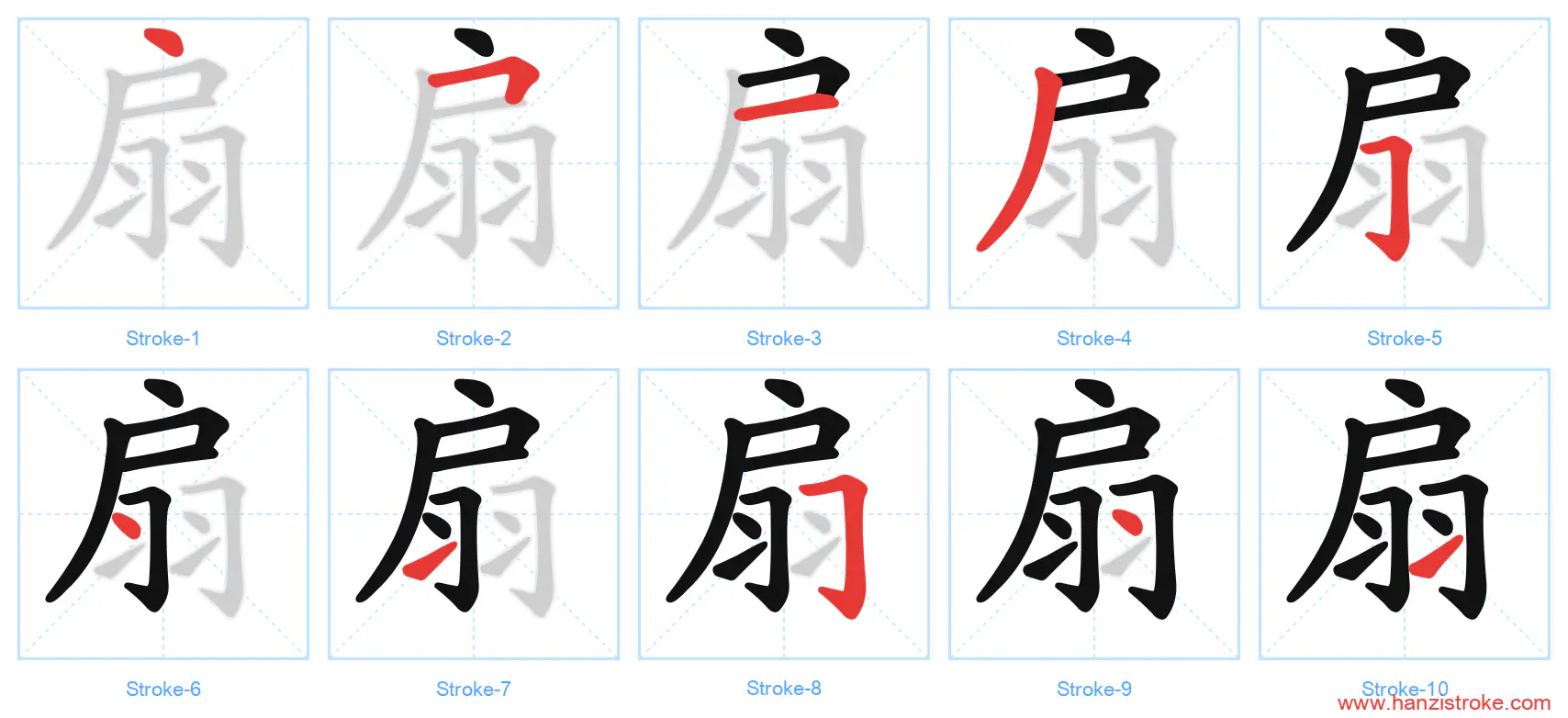 扇 stroke order diagram