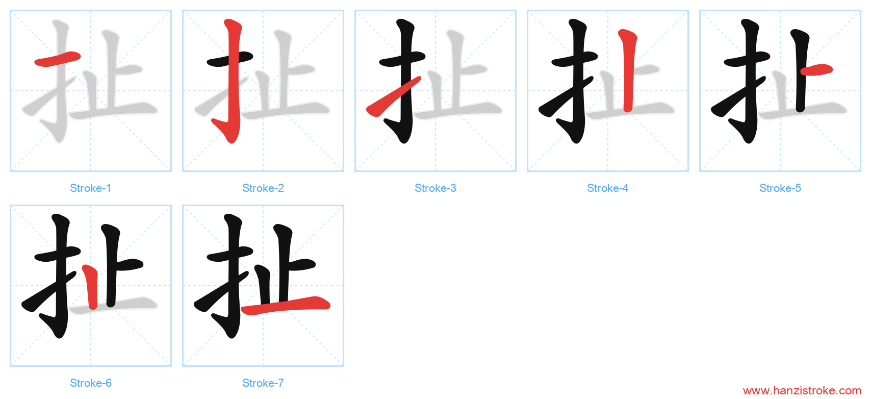扯 stroke order diagram