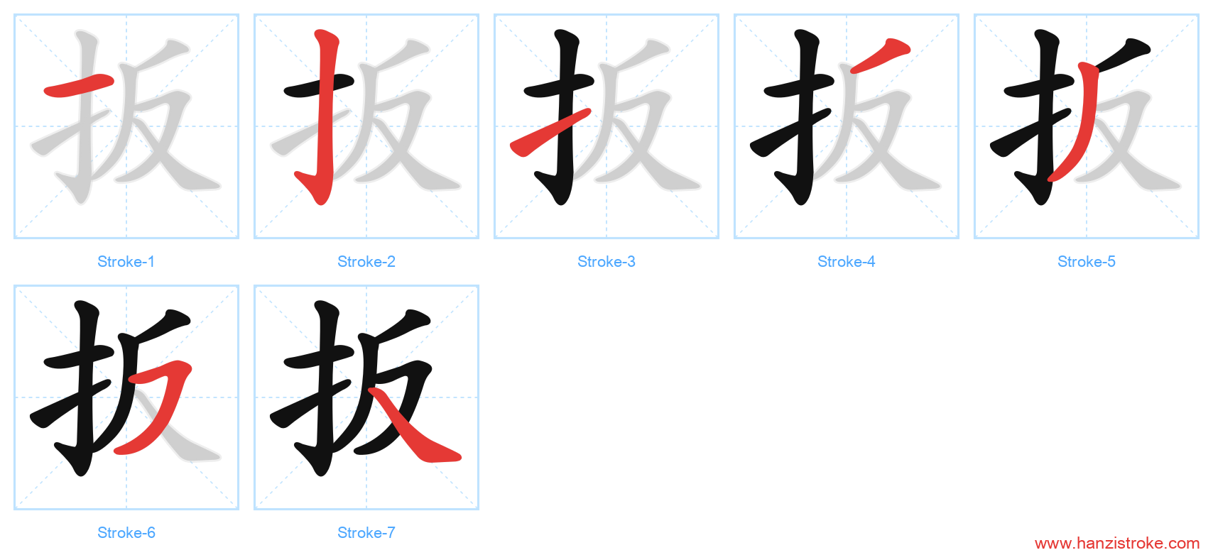扳 stroke order diagram