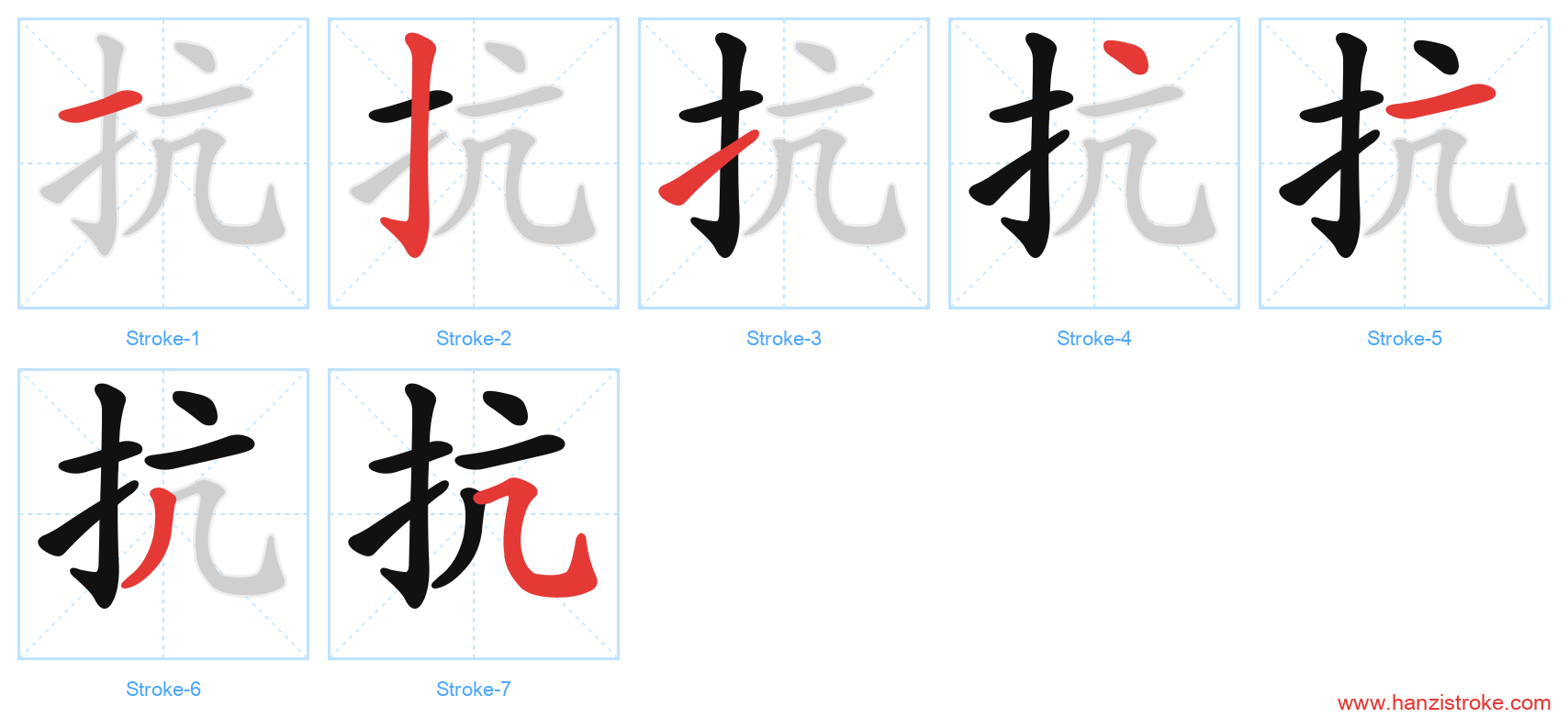 抗 stroke order diagram