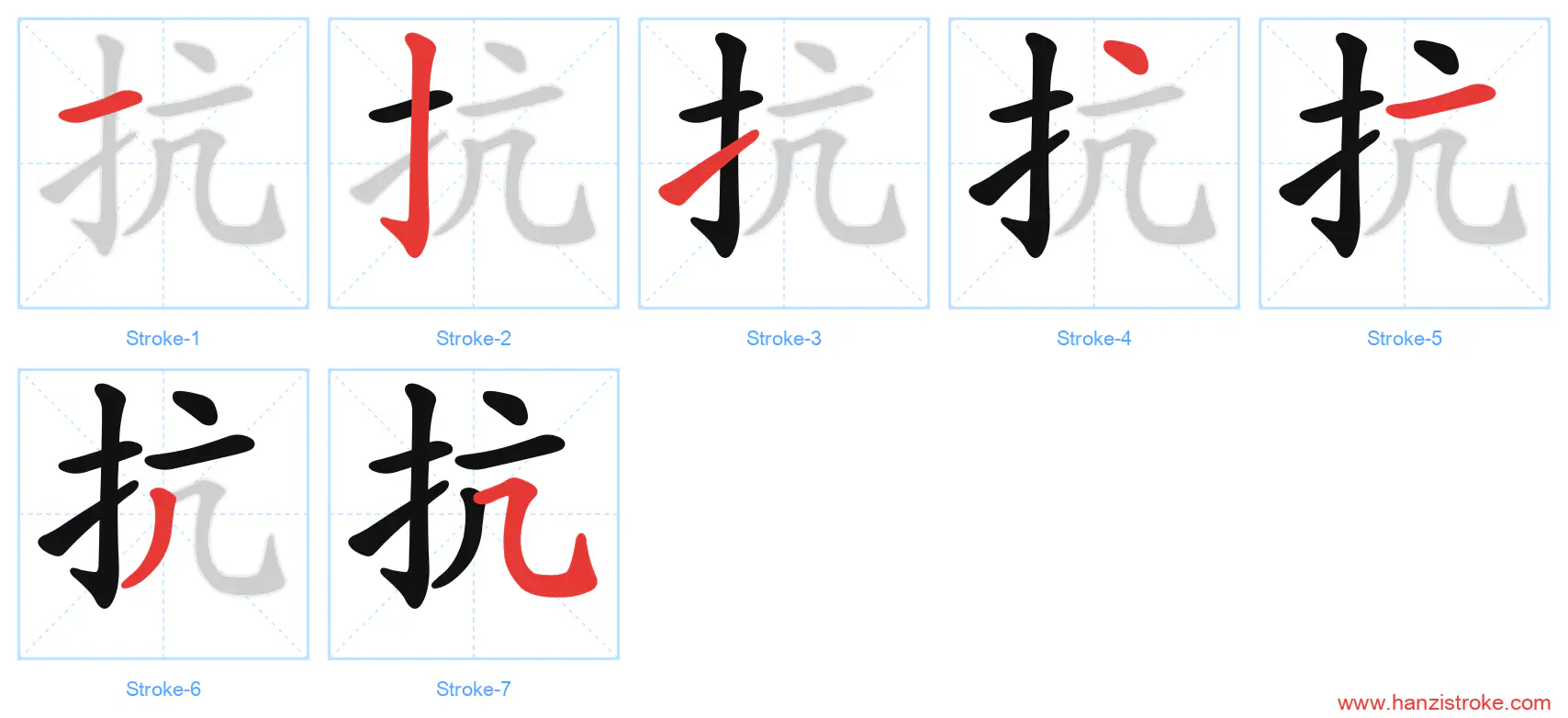 抗 stroke order diagram