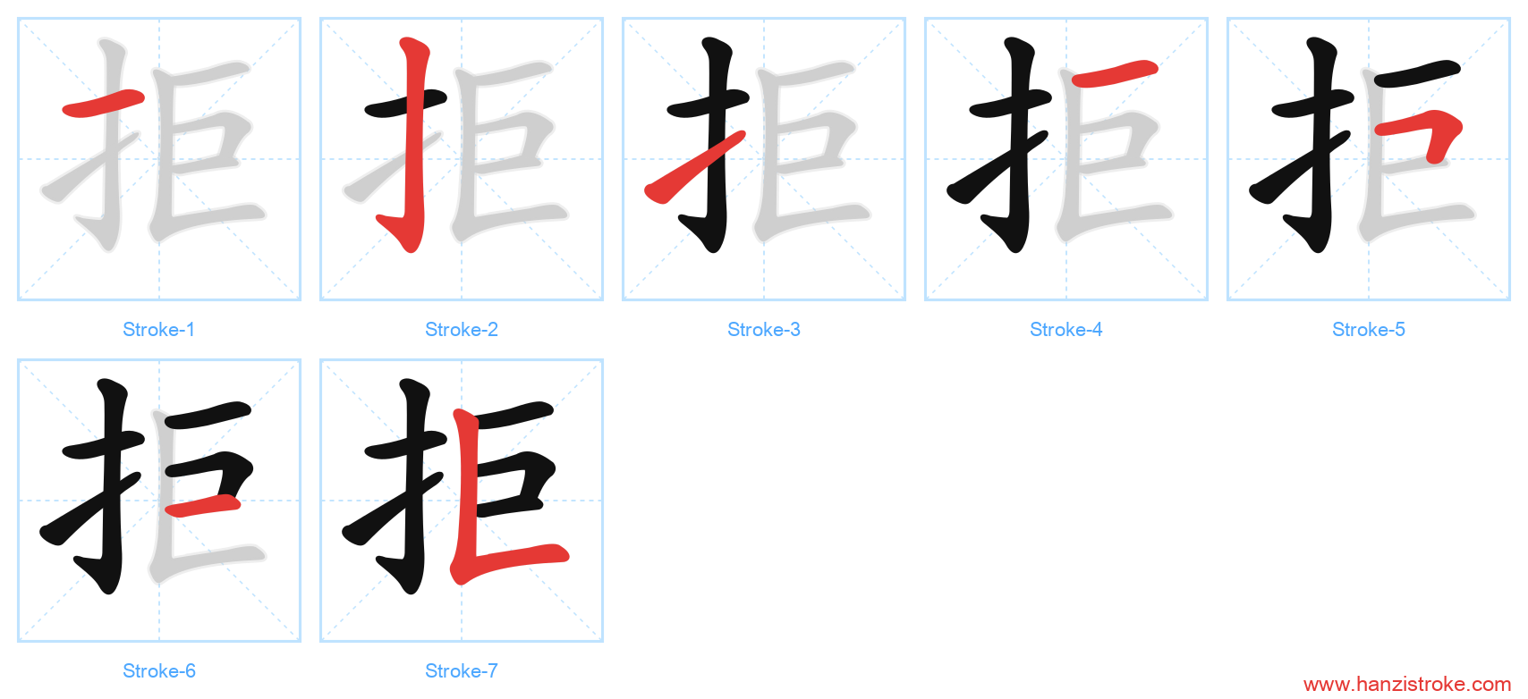拒 stroke order diagram