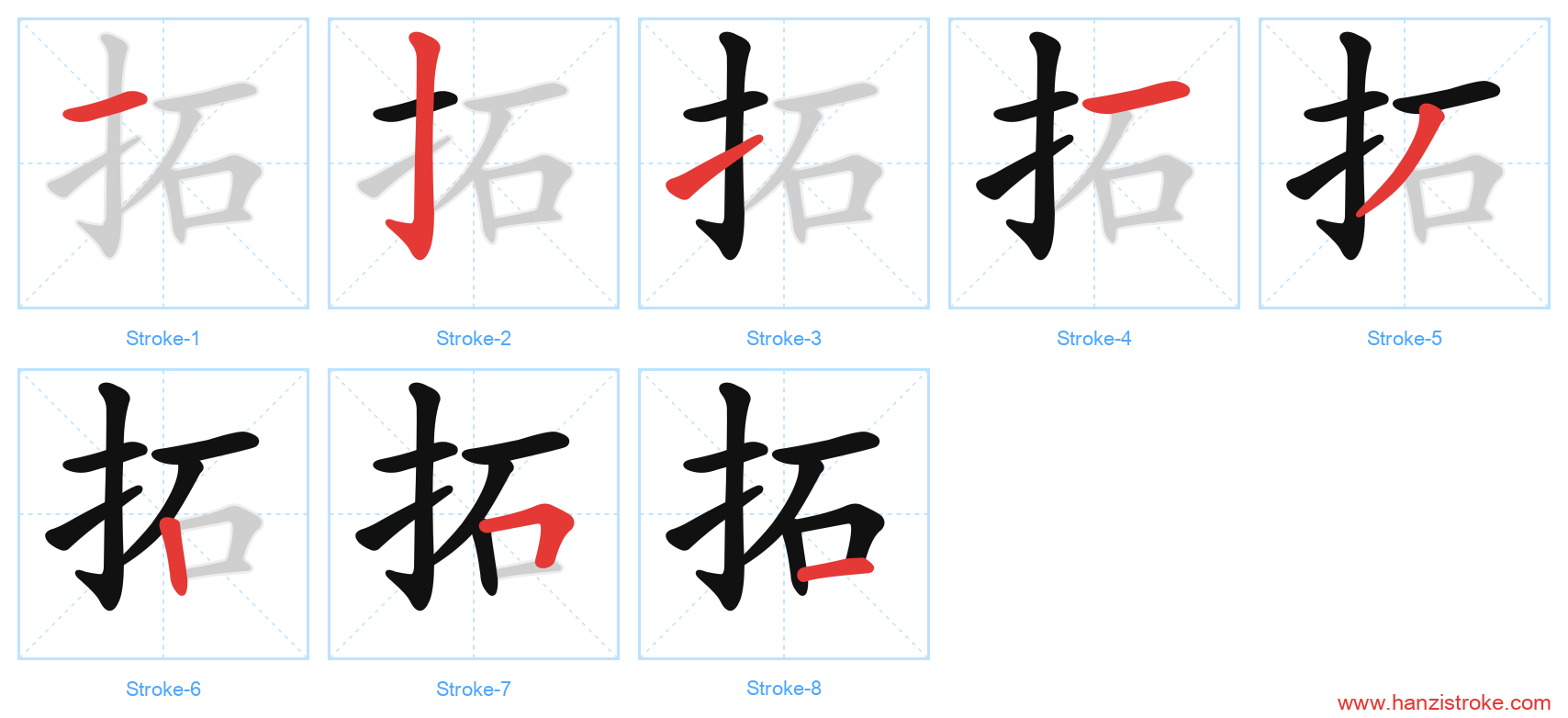 拓 stroke order diagram