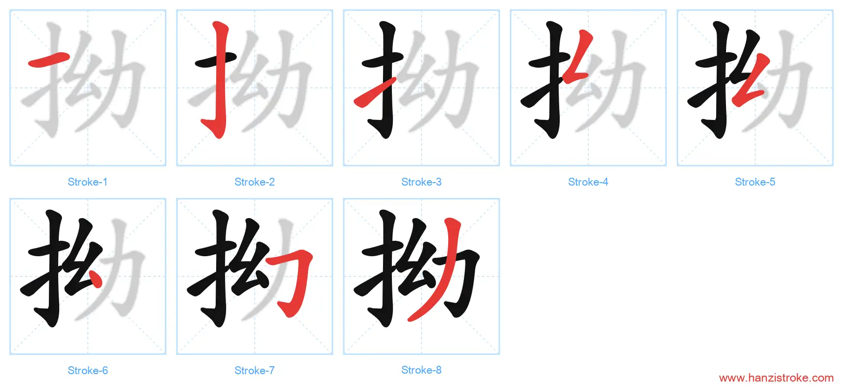 拗 stroke order diagram
