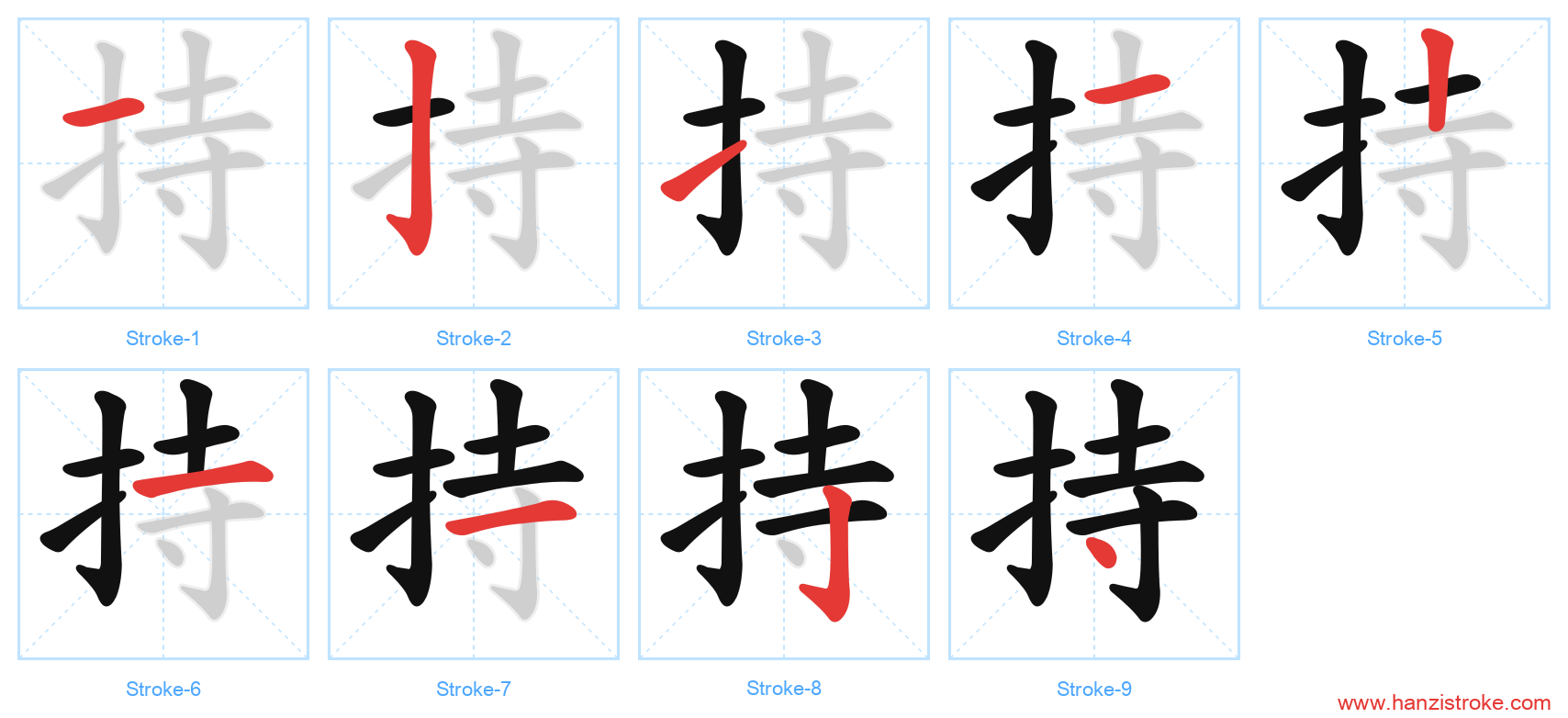 持 stroke order diagram