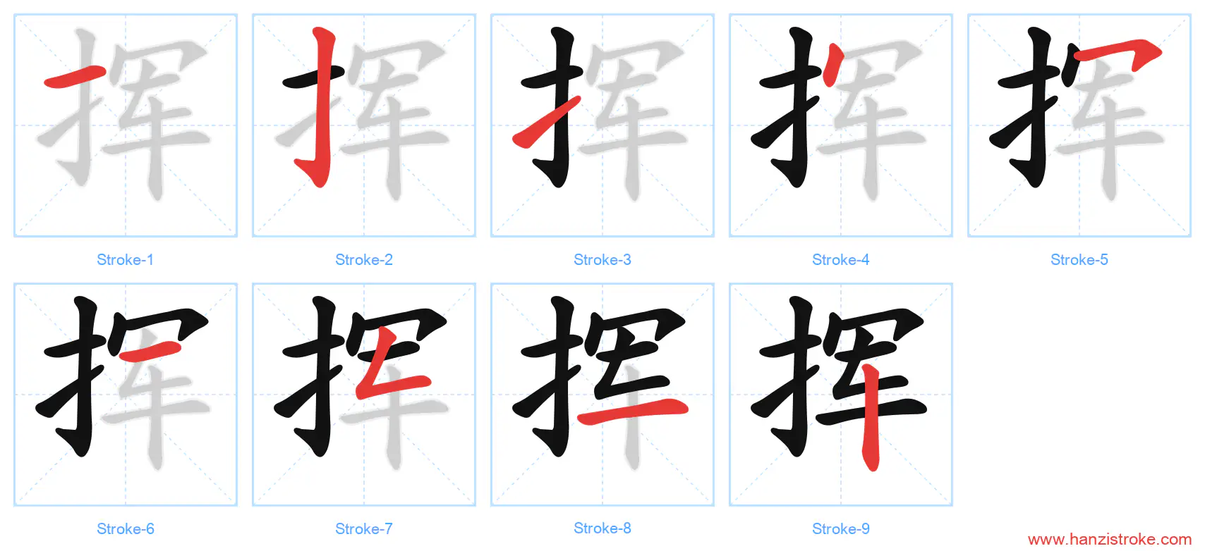 挥 stroke order diagram