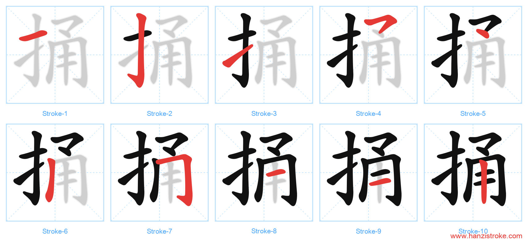 捅 stroke order diagram