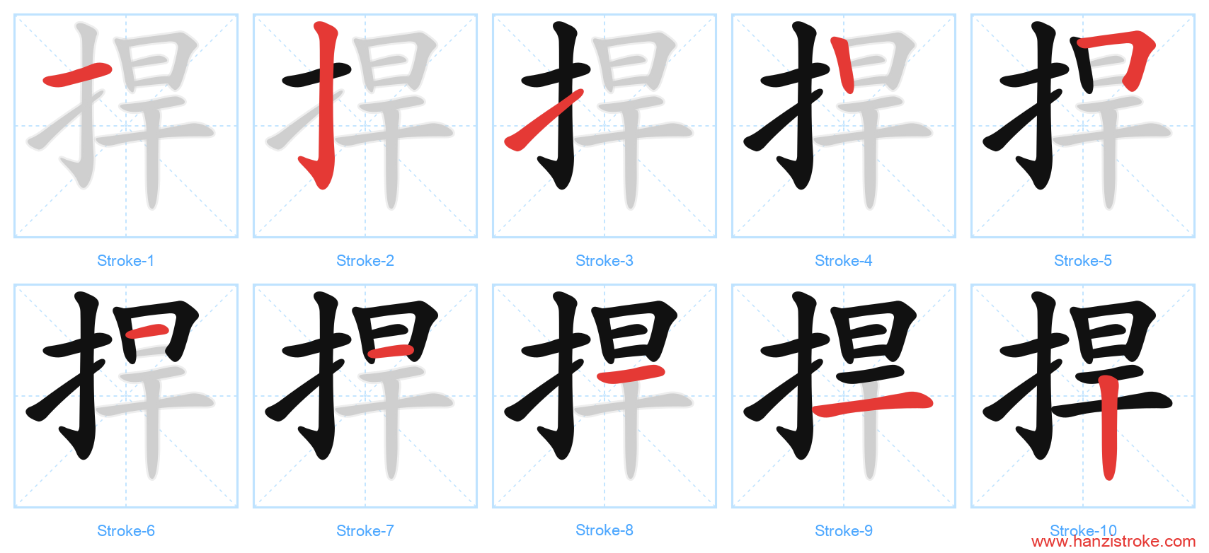 捍 stroke order diagram