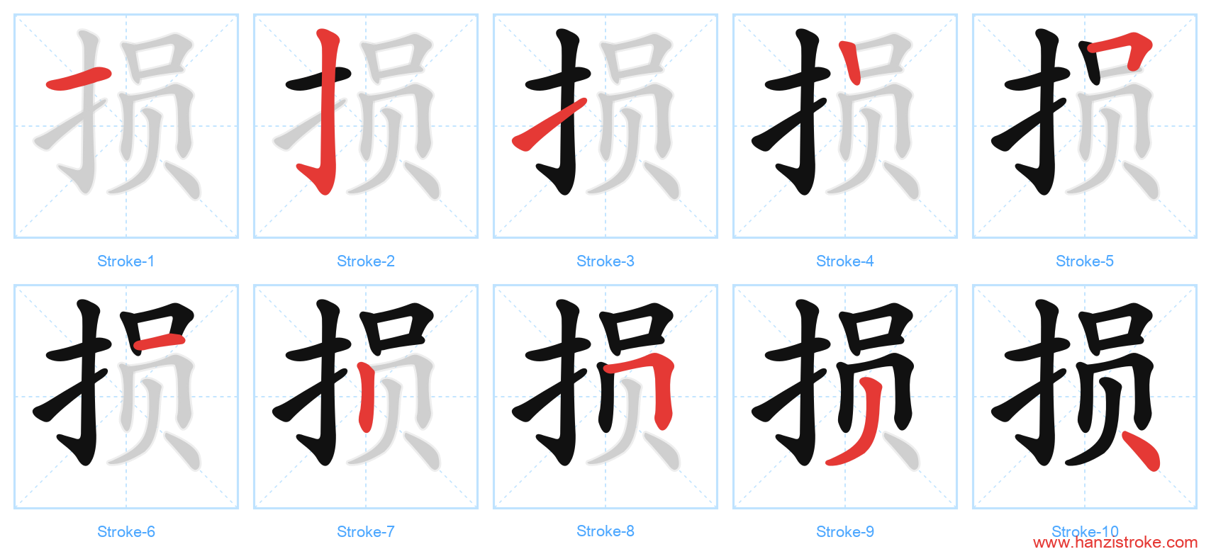 损 stroke order diagram