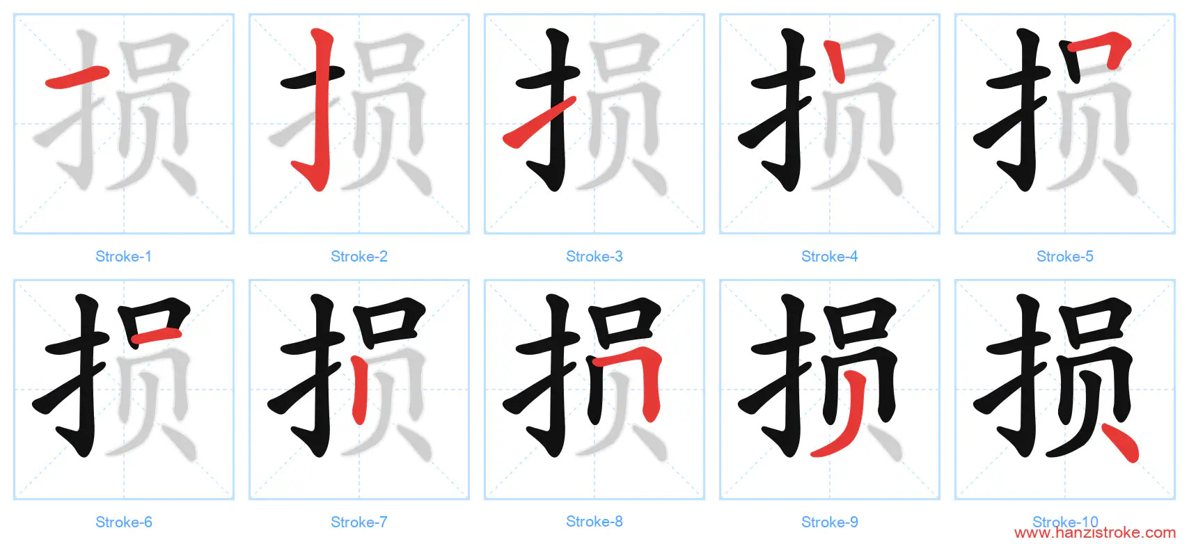 损 stroke order diagram