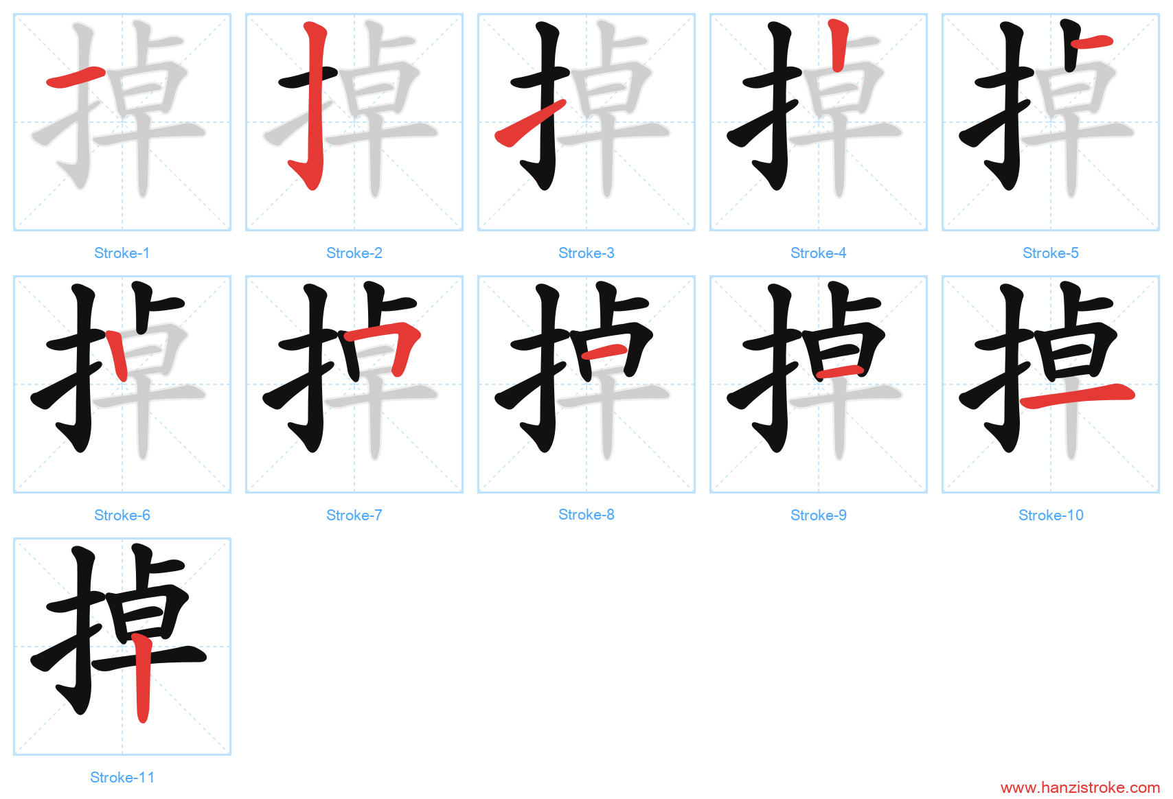 掉 stroke order diagram