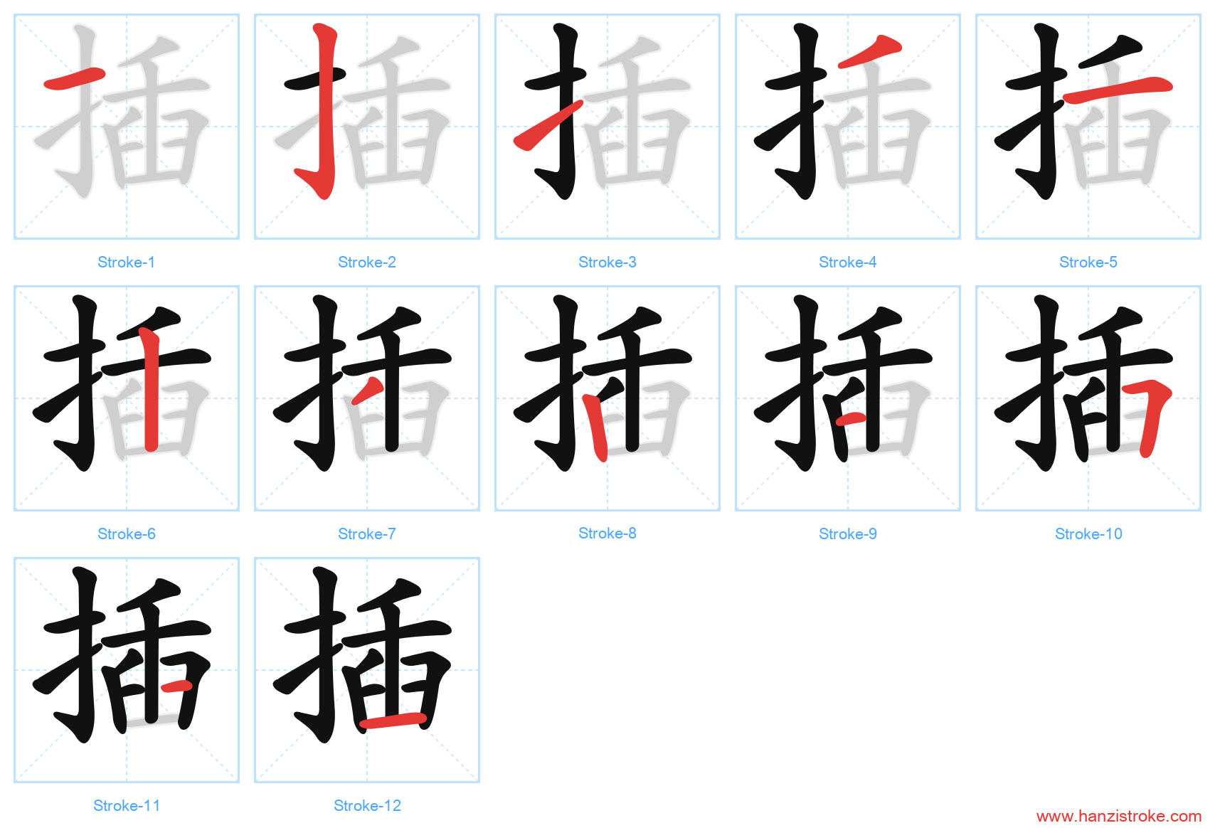 插 stroke order diagram