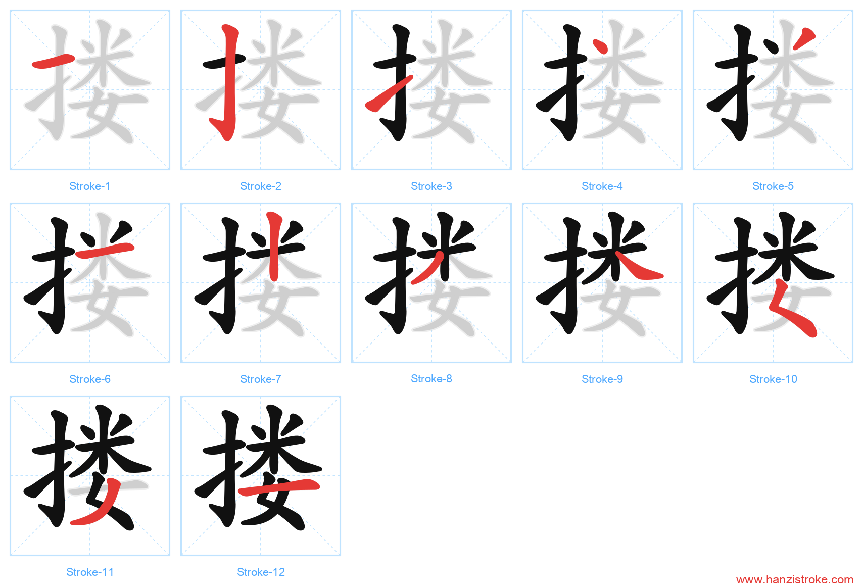 搂 stroke order diagram