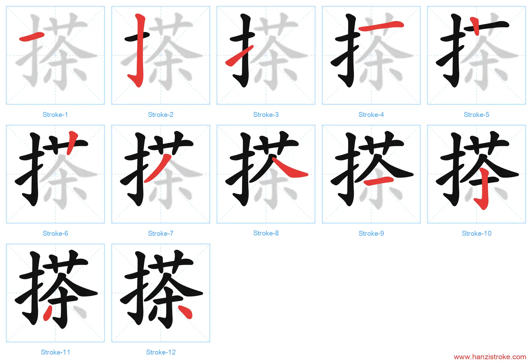 搽 stroke order diagram
