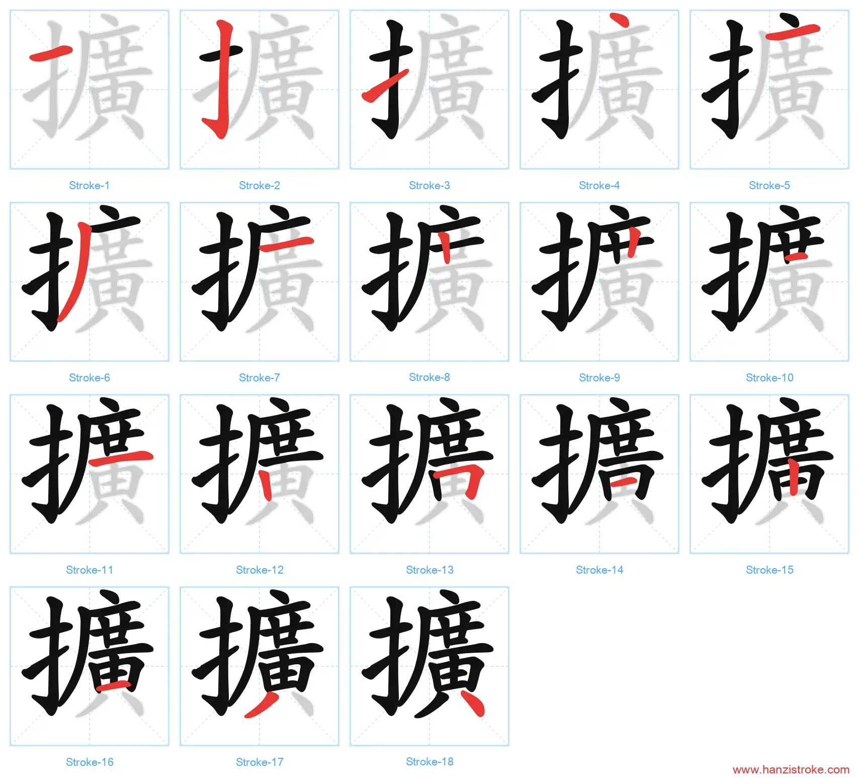 擴 traditional stroke order diagram