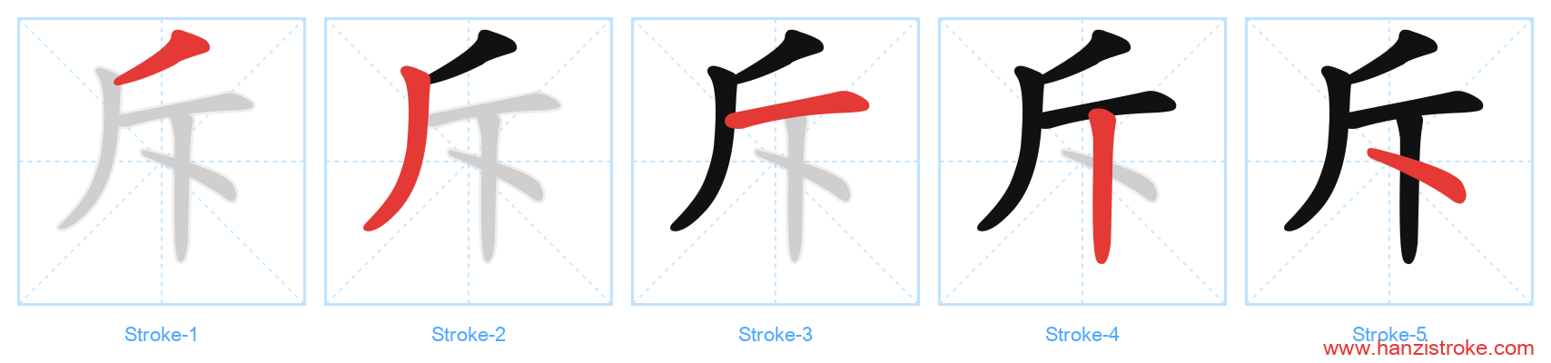 斥 stroke order diagram