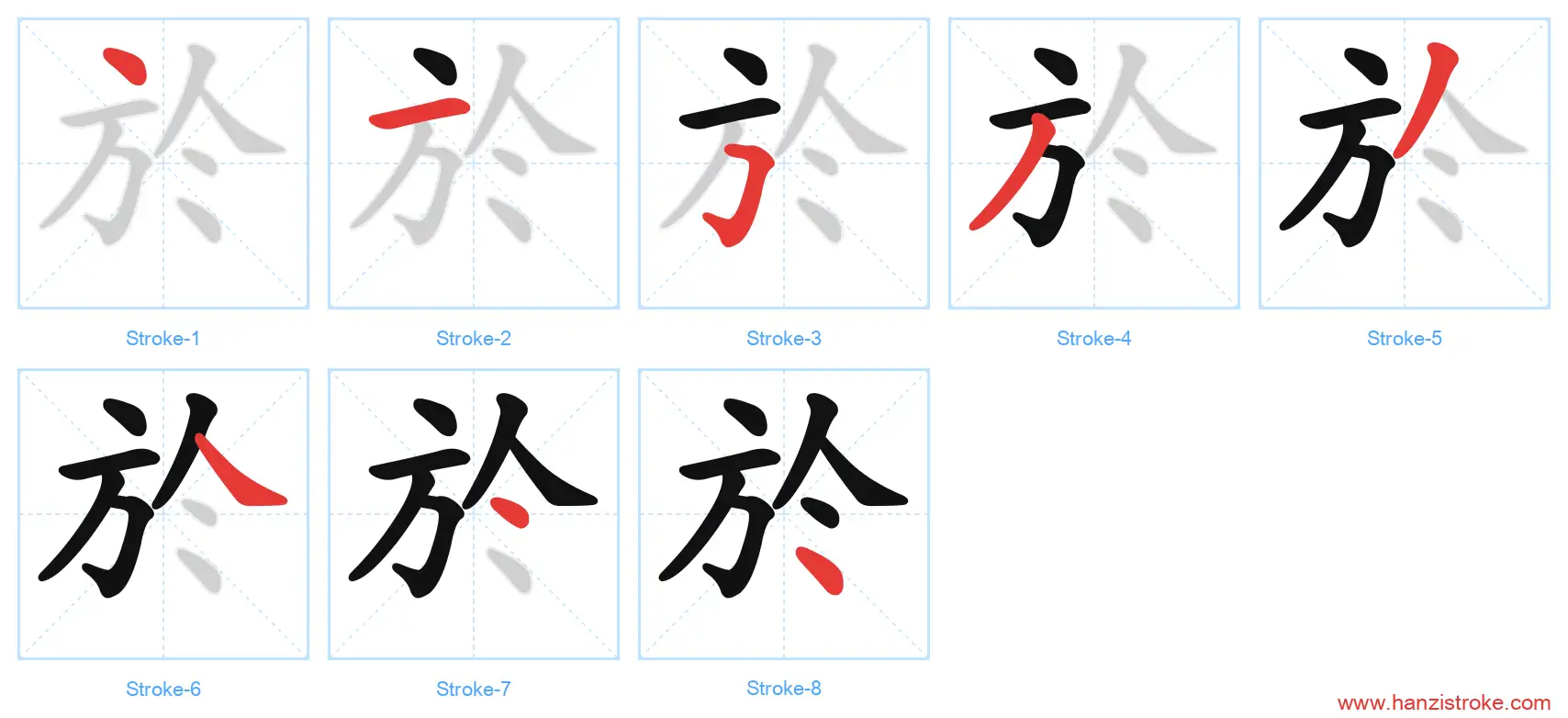 於 traditional stroke order diagram
