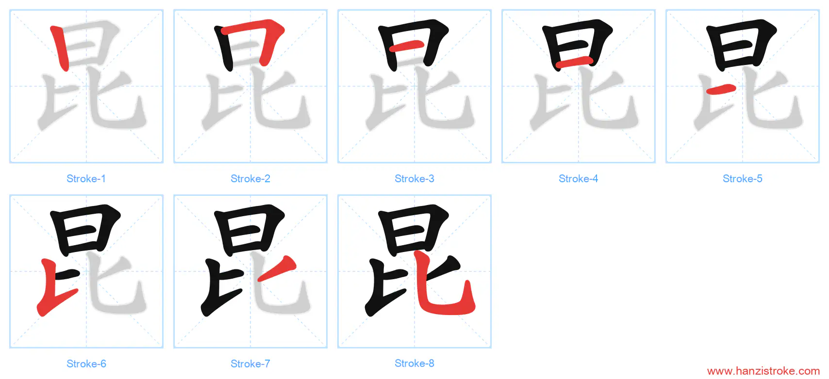 昆 stroke order diagram